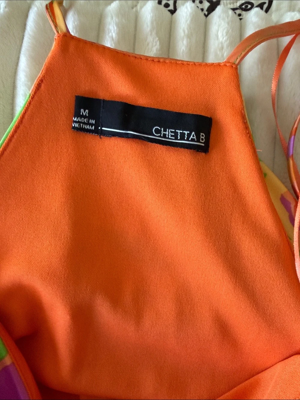 Chetta B Green Floral Slip Dress with Orange, Pink & Purple Blooms - Picture 5 of 7